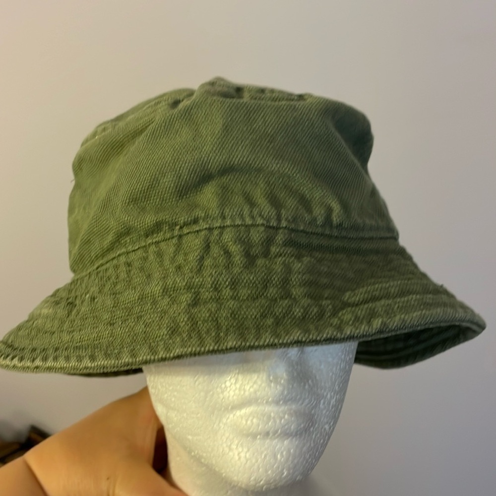 Zara Green Cotton Canvas Bucket Hat size M